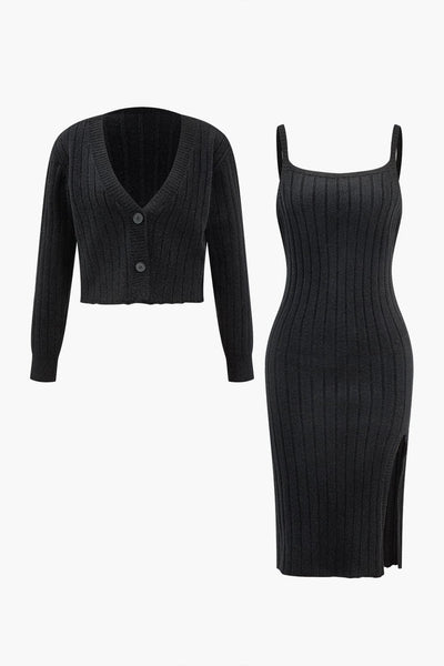 Kerstin | Elegantes Strick-Zweiteiler-Set mit Cardigan & Kleid