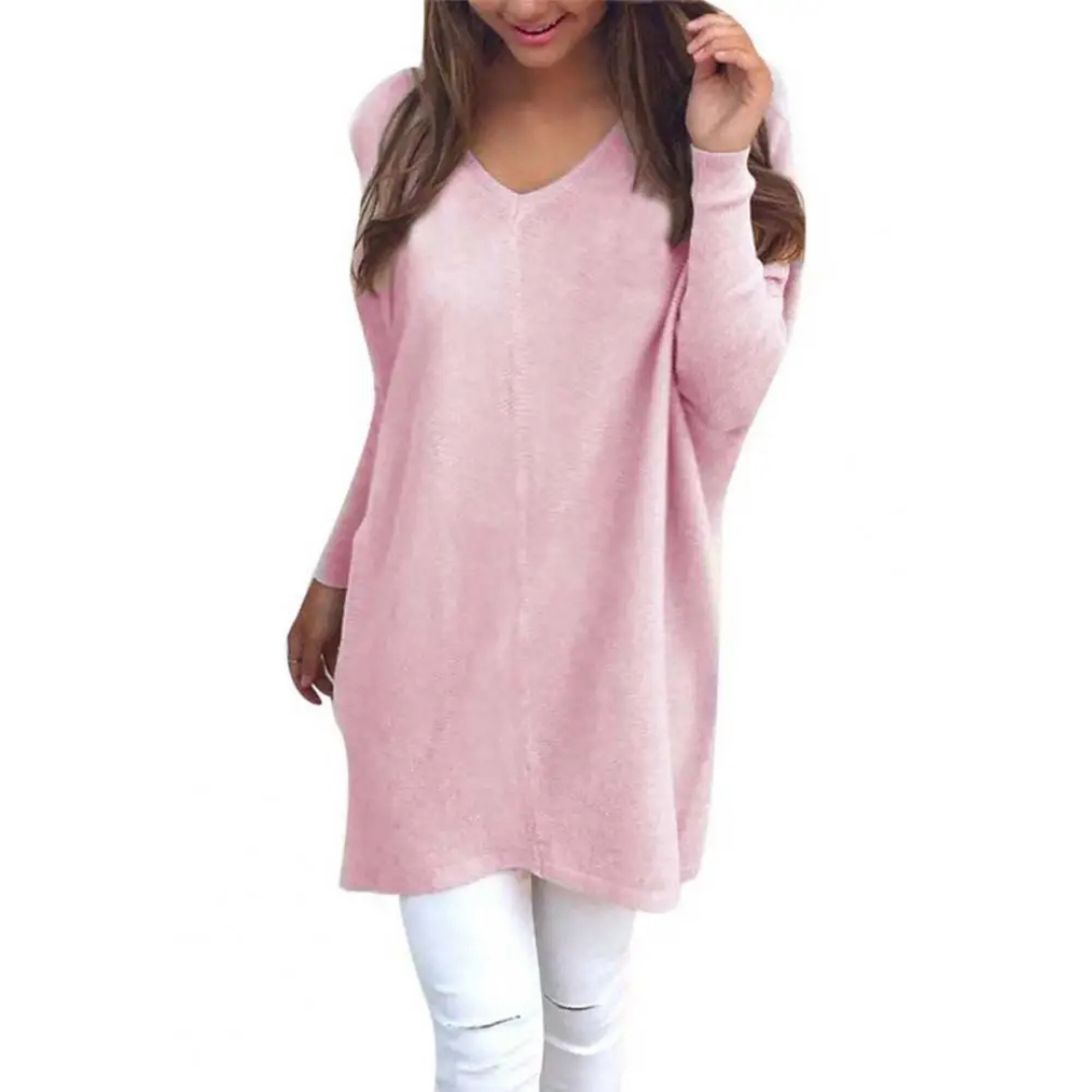 Damen Lässiger Oversized V-Ausschnitt Pullover | Gemütlich
