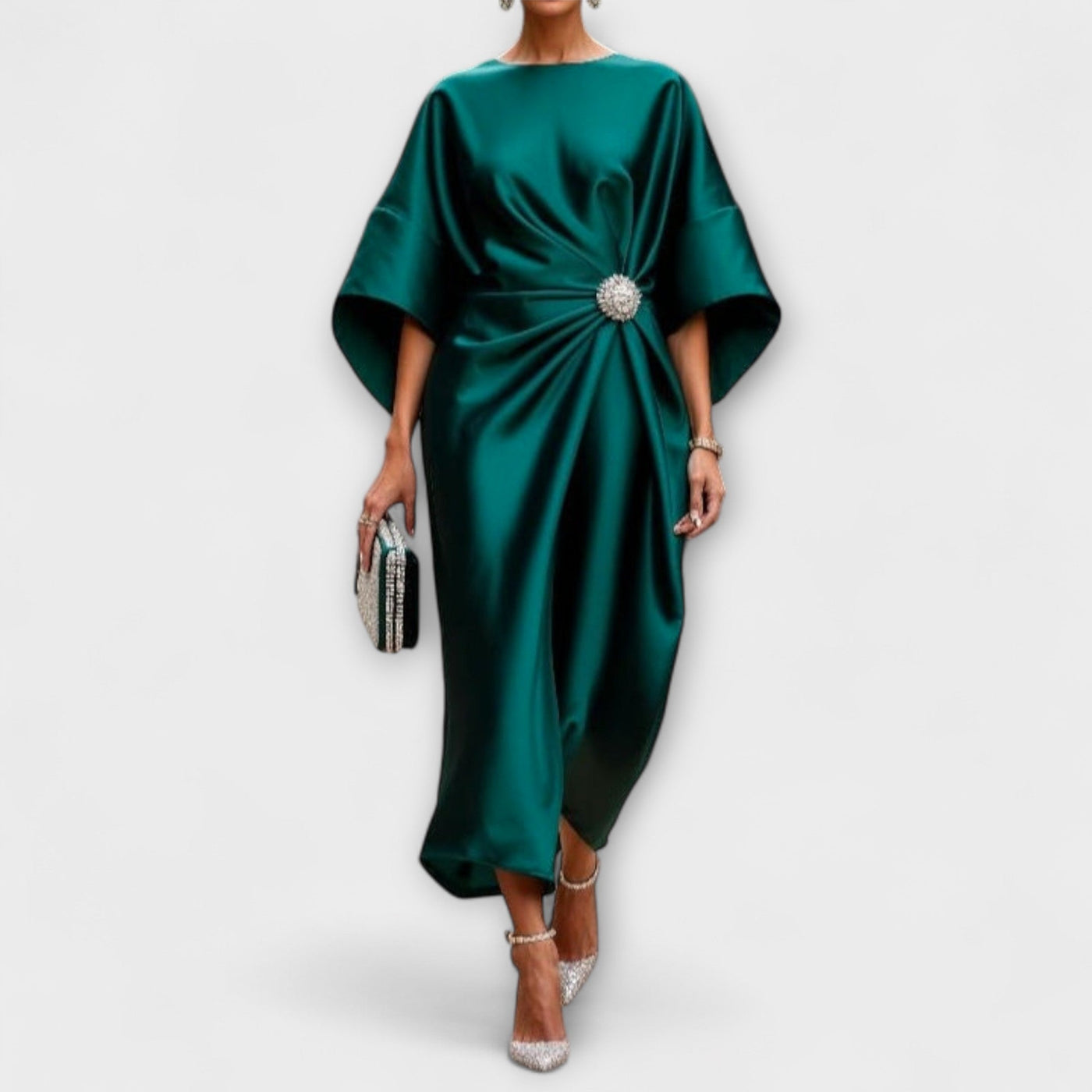 Elegant Shimmer Satin Maxi Dress