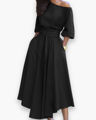 Damen Elegantes Kleid mit Gürtel | Midi