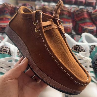 Damen Vintage Schnür Schuhe