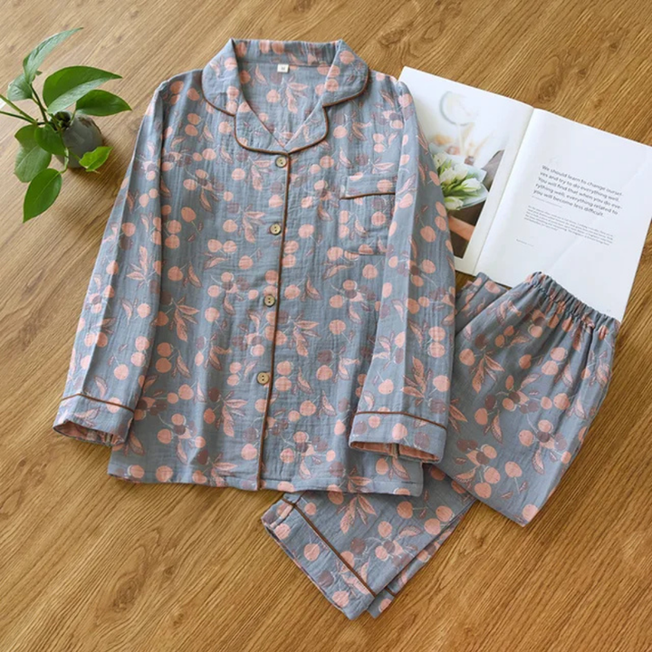 Zweiteiliges Pyjama Set Mit Blumenmuster Für Damen | Bequem