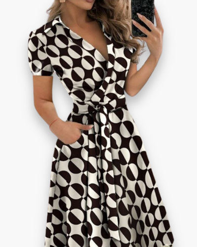 Damen Elegantes Kleid mit Gürtel | Midi