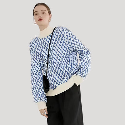 Amely - Gemusterter Pullover mit Ballonärmeln