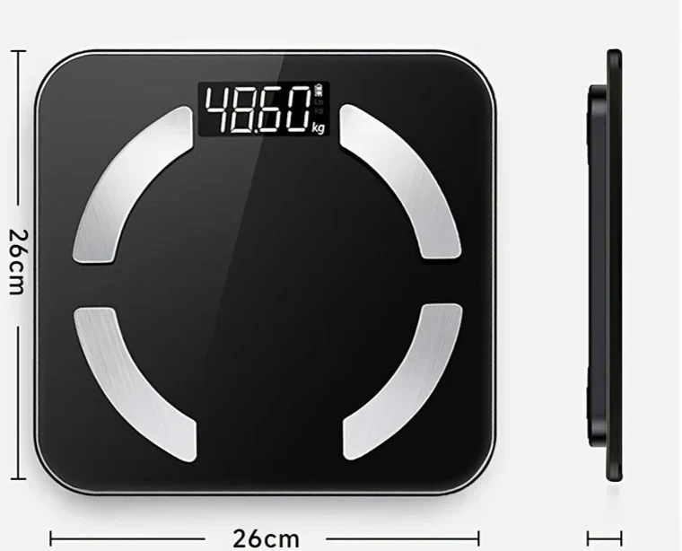 Hochpräziserter digitaler Körperfettwaage mit HD-Anzeige – Misst Gewicht, BMI, Körperfett, Muskelmasse und Wasseranteil