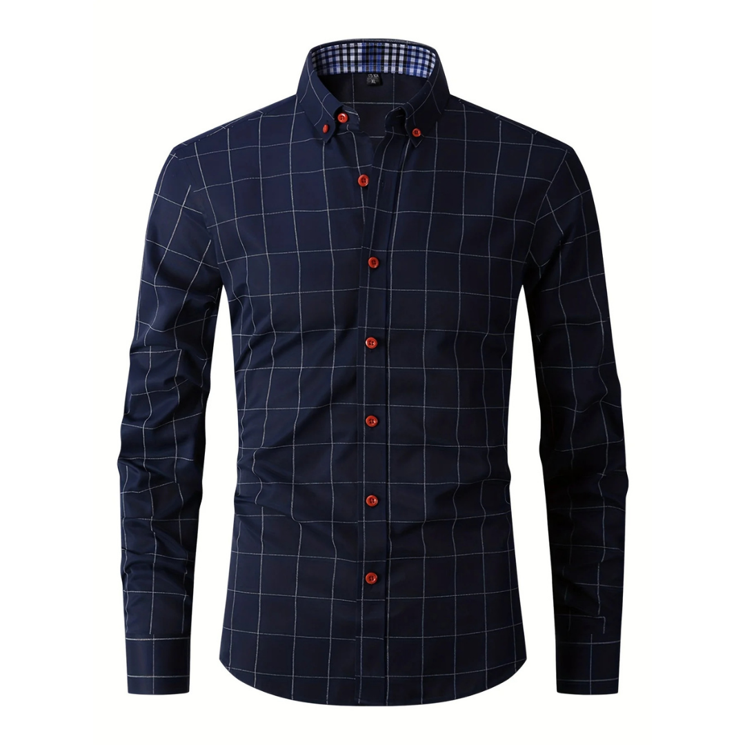 Herren Schlanke Passform Langarm Hemd | Lässig