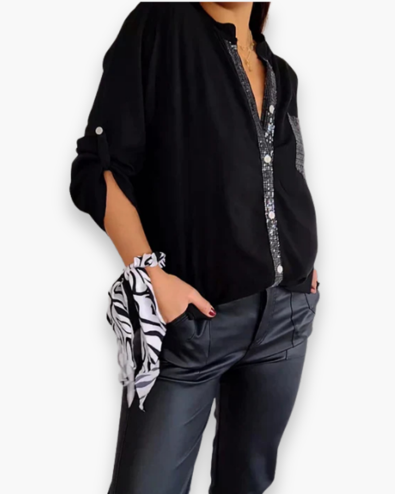 Damen Glitzer Pailletten Top | Festlich Elegant