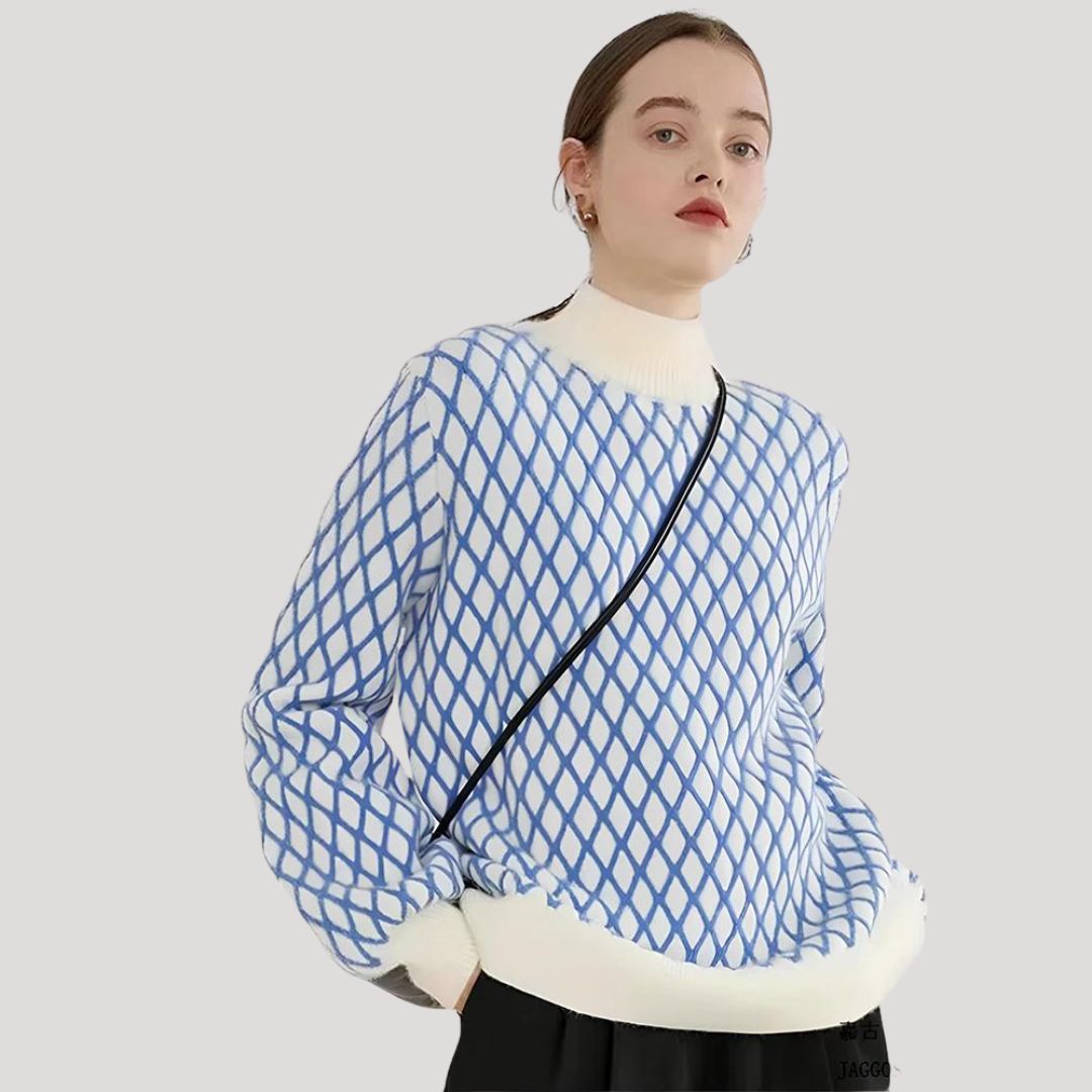 Amely - Gemusterter Pullover mit Ballonärmeln
