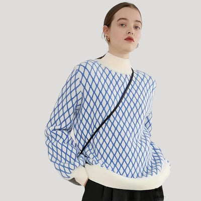 Amely - Gemusterter Pullover mit Ballonärmeln