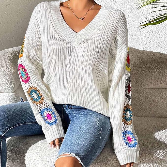 Eleganter Pullover mit Blumenmuster für Damen