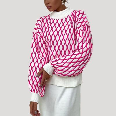 Amely - Gemusterter Pullover mit Ballonärmeln