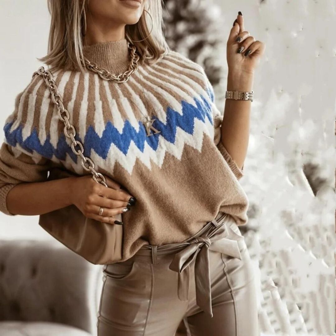 Zeila - Pullover mit geometrischem Muster und Rippbündchen