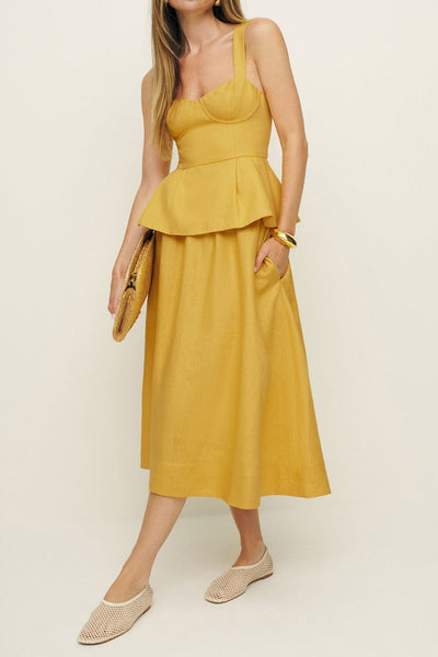 Frieda | Feminines Midikleid mit Peplum-Detail