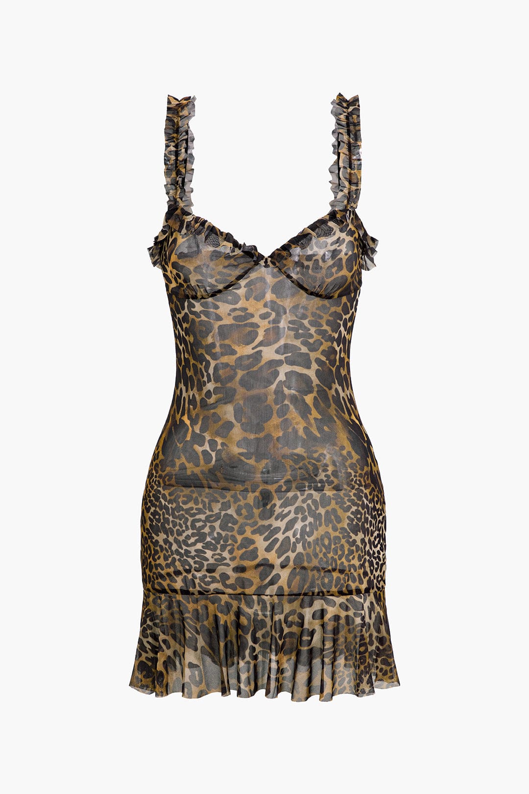 Savanna | Wildes Leopard-Minikleid mit Rüschen – Verführerischer Animal-Print
