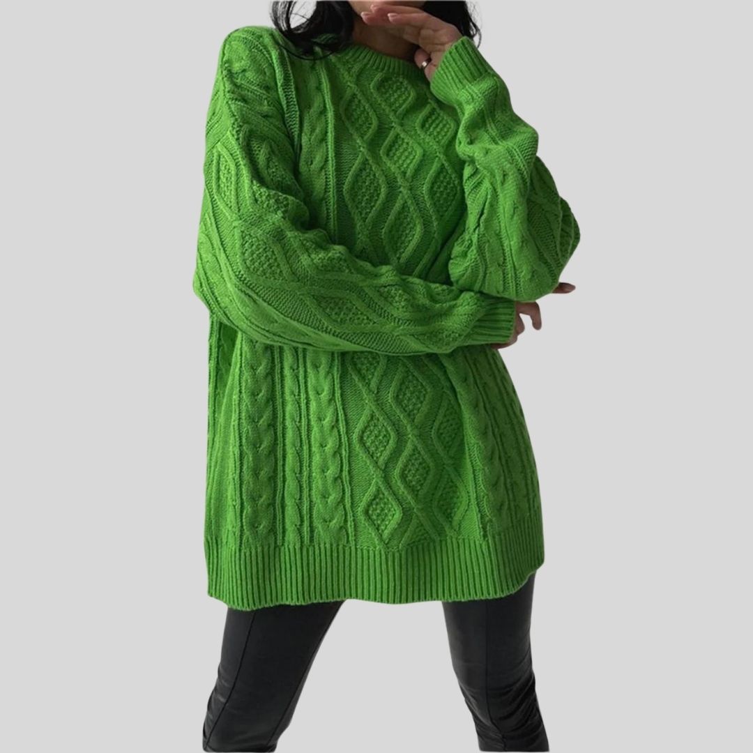 Enna - Texturiertes Strickkleid mit Zopfmuster und Lockerer Passform