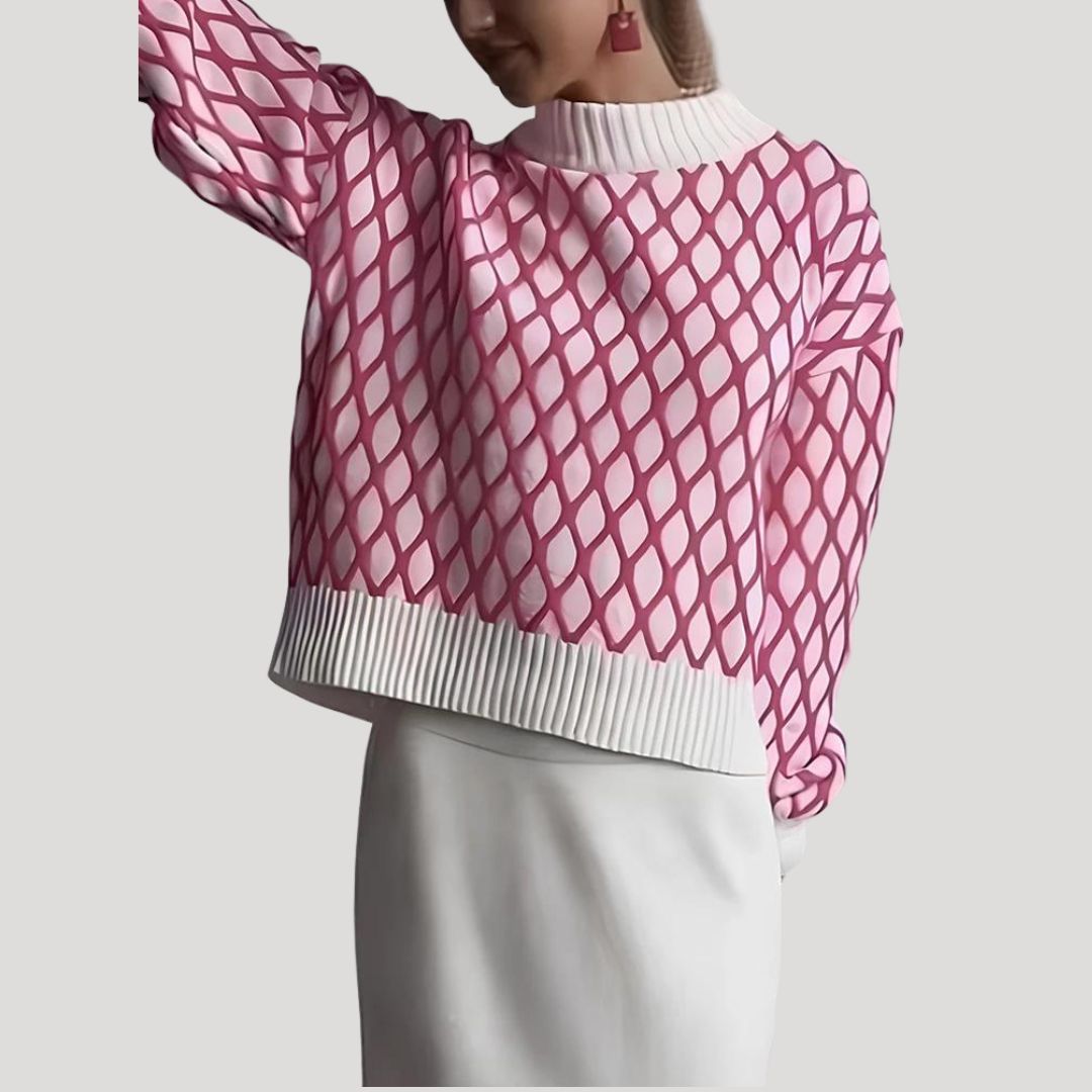 Amely - Gemusterter Pullover mit Ballonärmeln