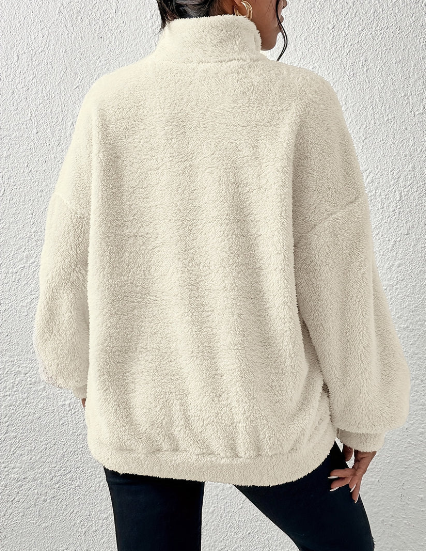 Oversized Pullover mit halbem Reißverschluss für Damen