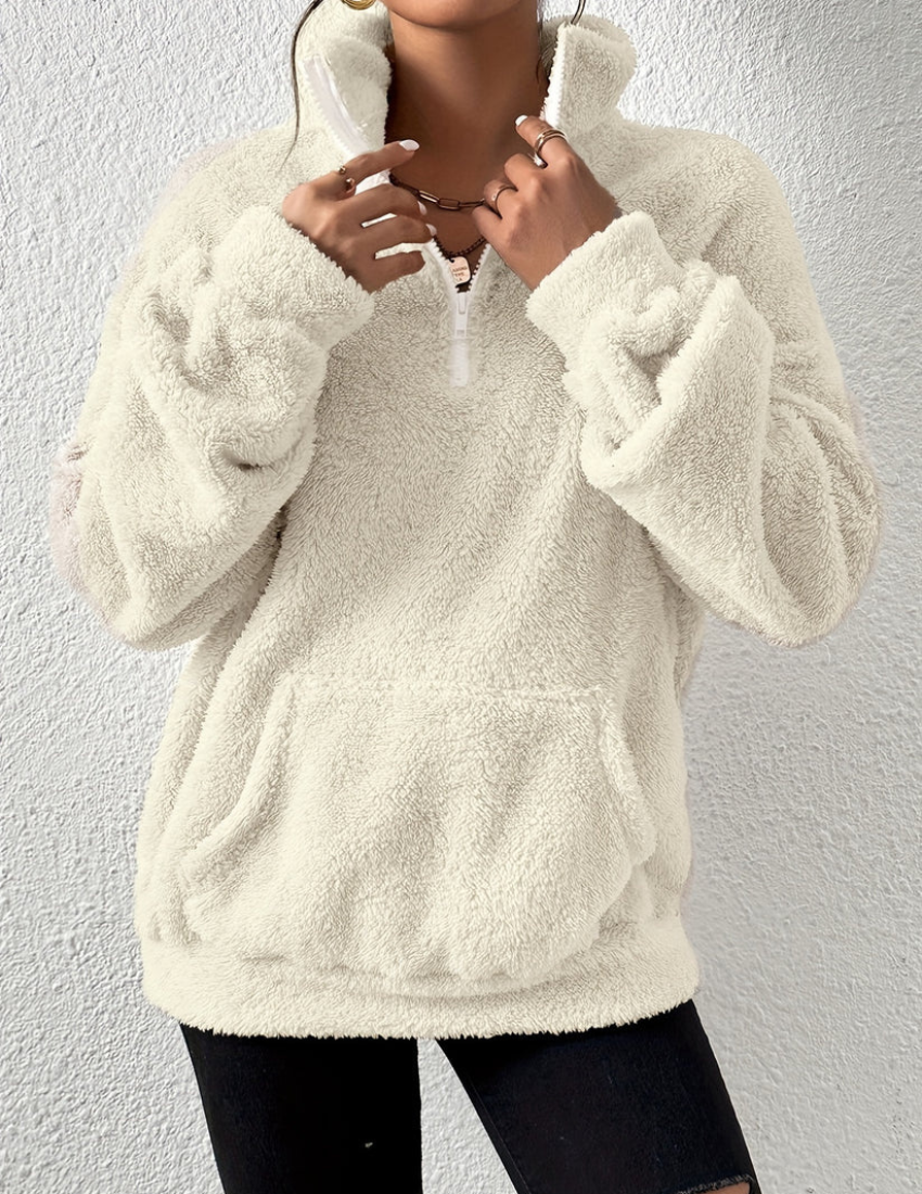 Oversized Pullover mit halbem Reißverschluss für Damen