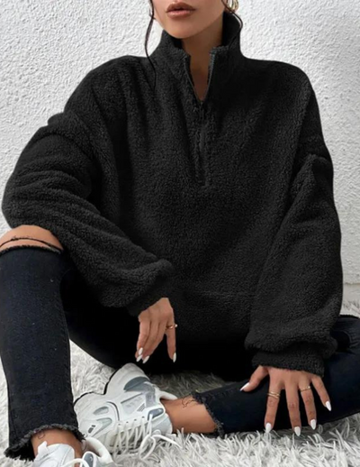 Oversized Pullover mit halbem Reißverschluss für Damen