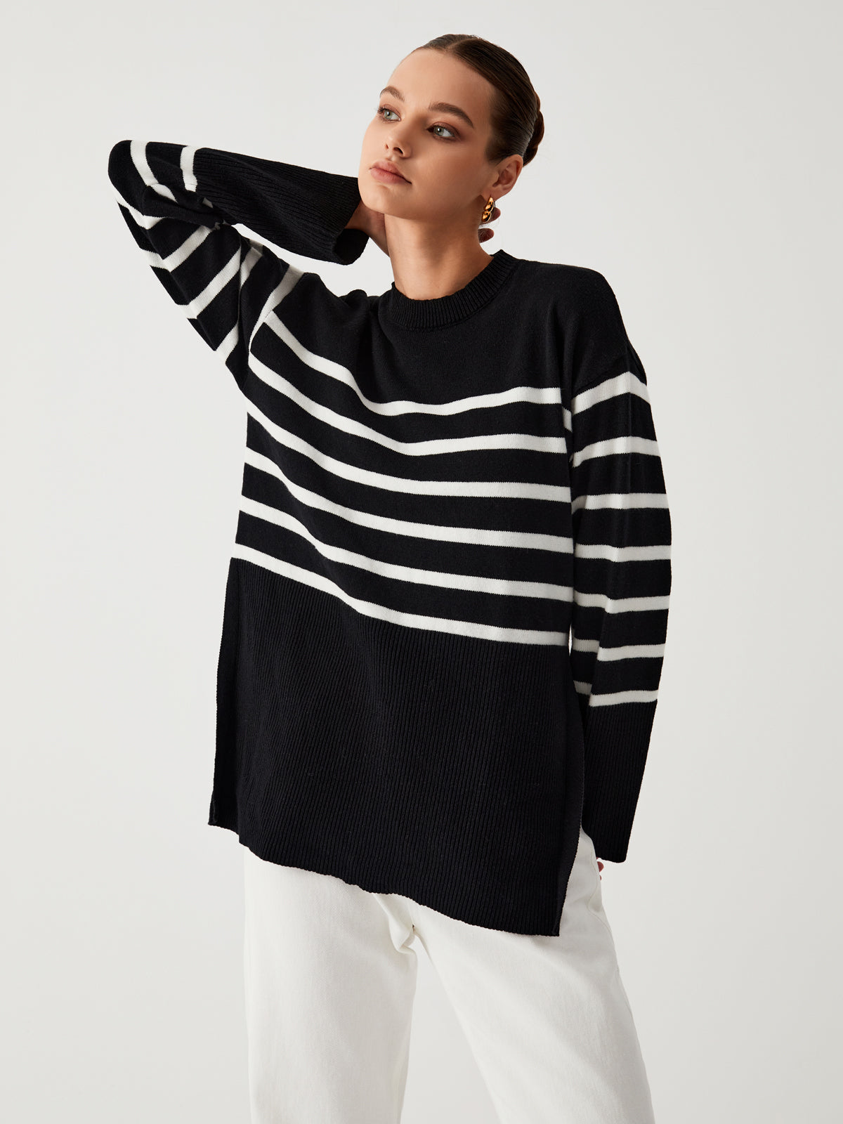 Stylischer gestreifter Pullover für Damen