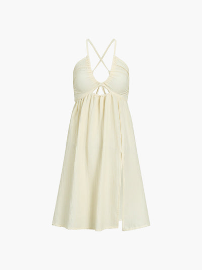 Hadley | Luftiges Midikleid mit Cut-Out, Spaghettiträgern und hohem Beinschlitz