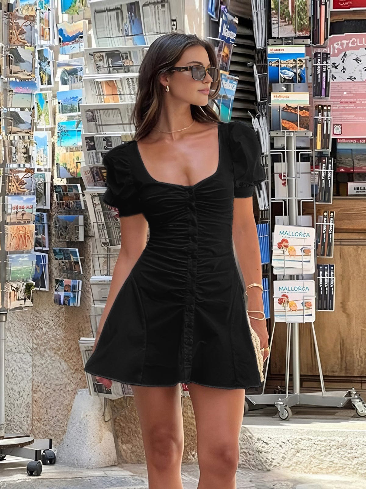 Thea | Romantisches Puffärmel-Minikleid – Feminine Eleganz für den Sommer