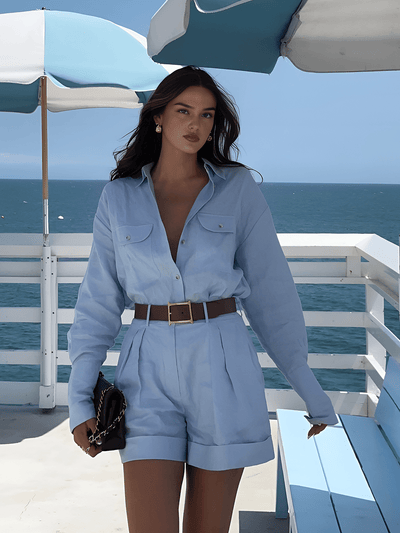 Gabriele | Leinen-Zweiteiler mit Hemd & Shorts