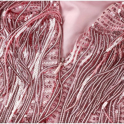 Astrid Fjerfrynsede Minikleid – Glamouröses Perlenbesetztes Festkleid