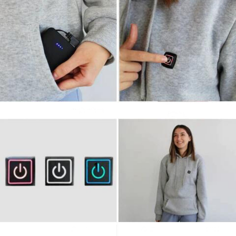 Beheizter Unisex Hoodie mit einstellbarer Temperatur – Thermo-Hoodie für kühle Tage