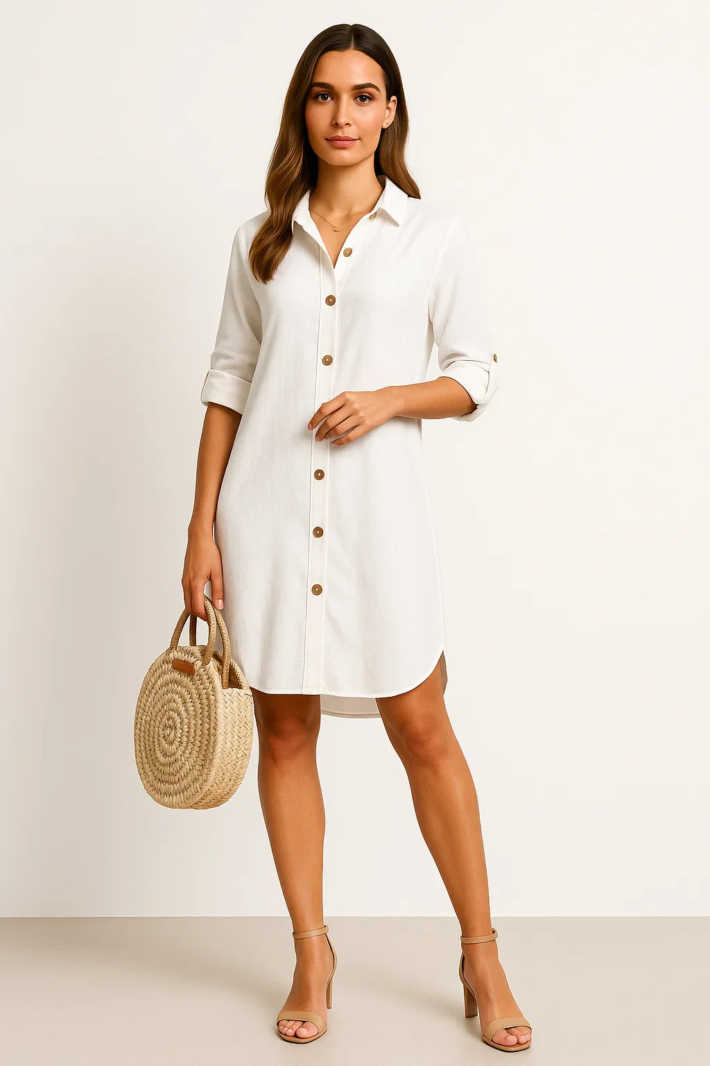Bequemes Hemdkleid mit Knopfleiste