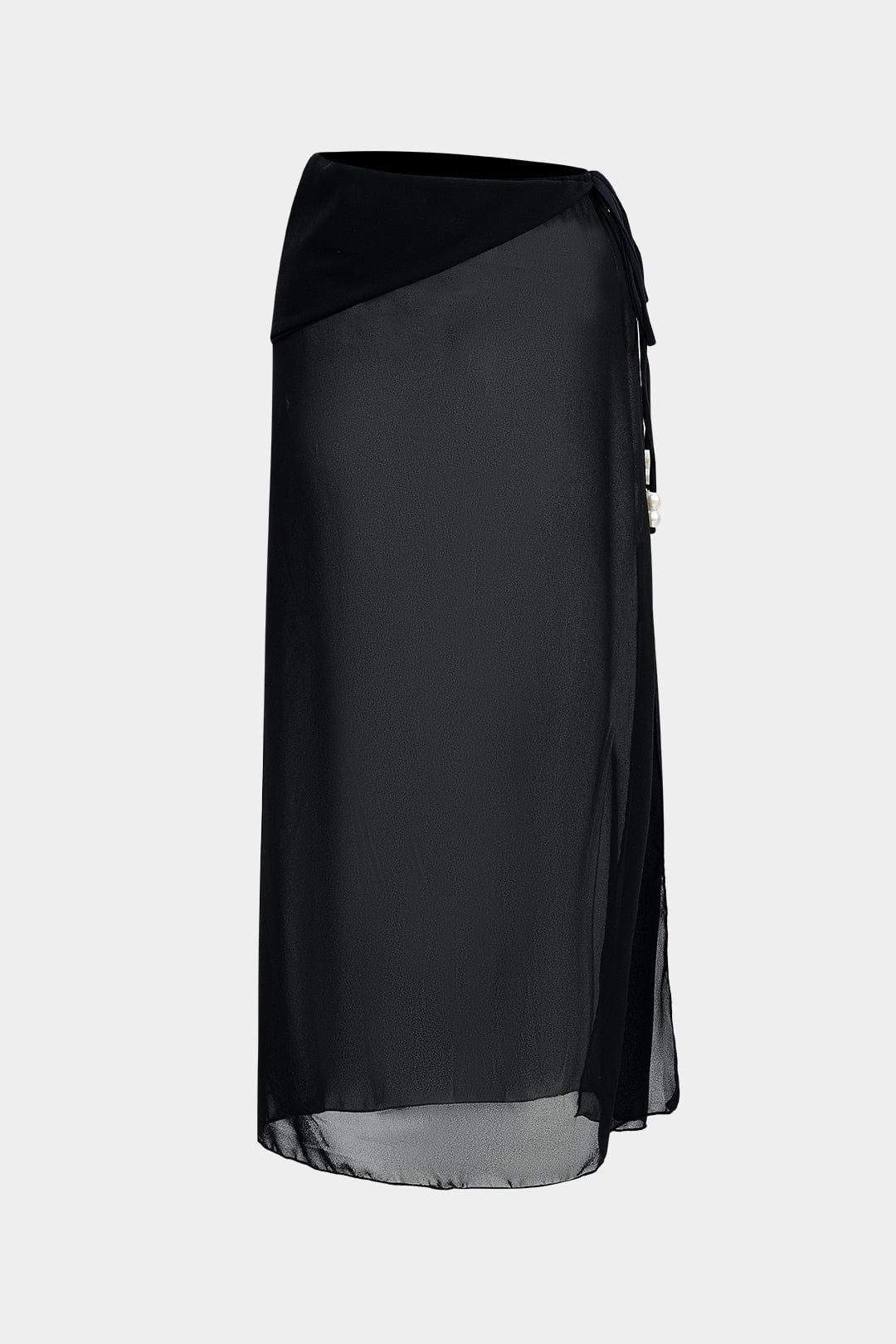 Meredith | Dreiteiliges Bikini-Set mit Wickelband-Design, Perlen-Details und transparentem Pareo