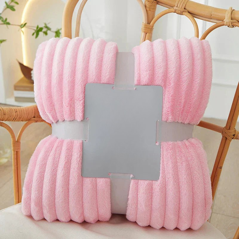 Breit gestreifte Flanell-Fleecedecke – warm für Herbst und Winter, ideal als Bettdecke oder Kuscheldecke