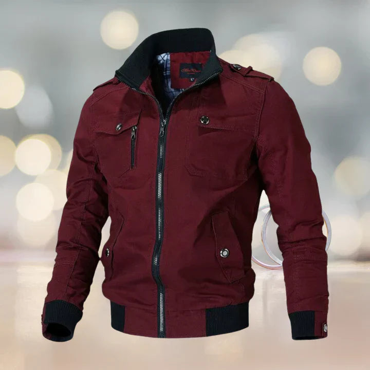 Stehkragenjacke mit mehreren Taschen für Herren