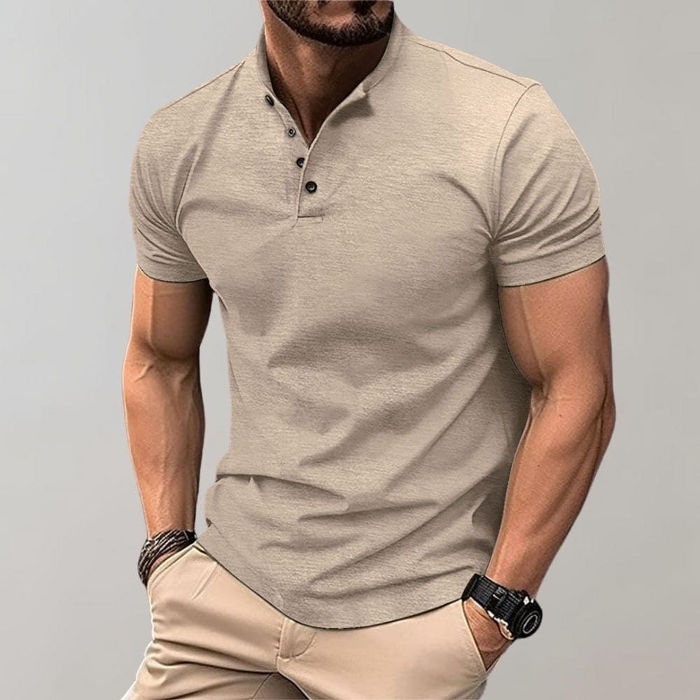 Herren Poloshirt mit Henley Kragen