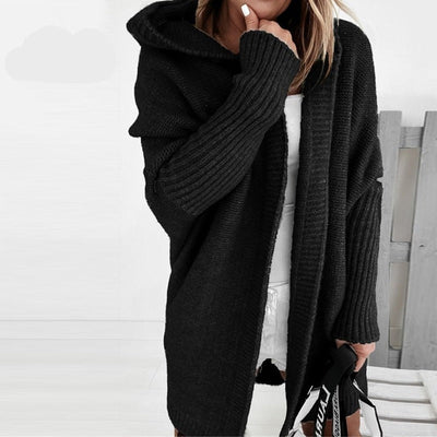 Damen Strickjacke Long Cardigan | Oversized Mit Kapuze