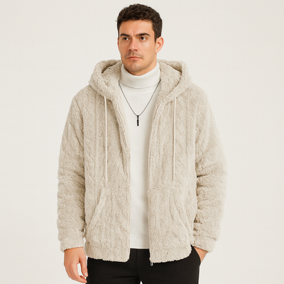 Calum | Einfarbige Fleecejacke mit Kapuze für Herren