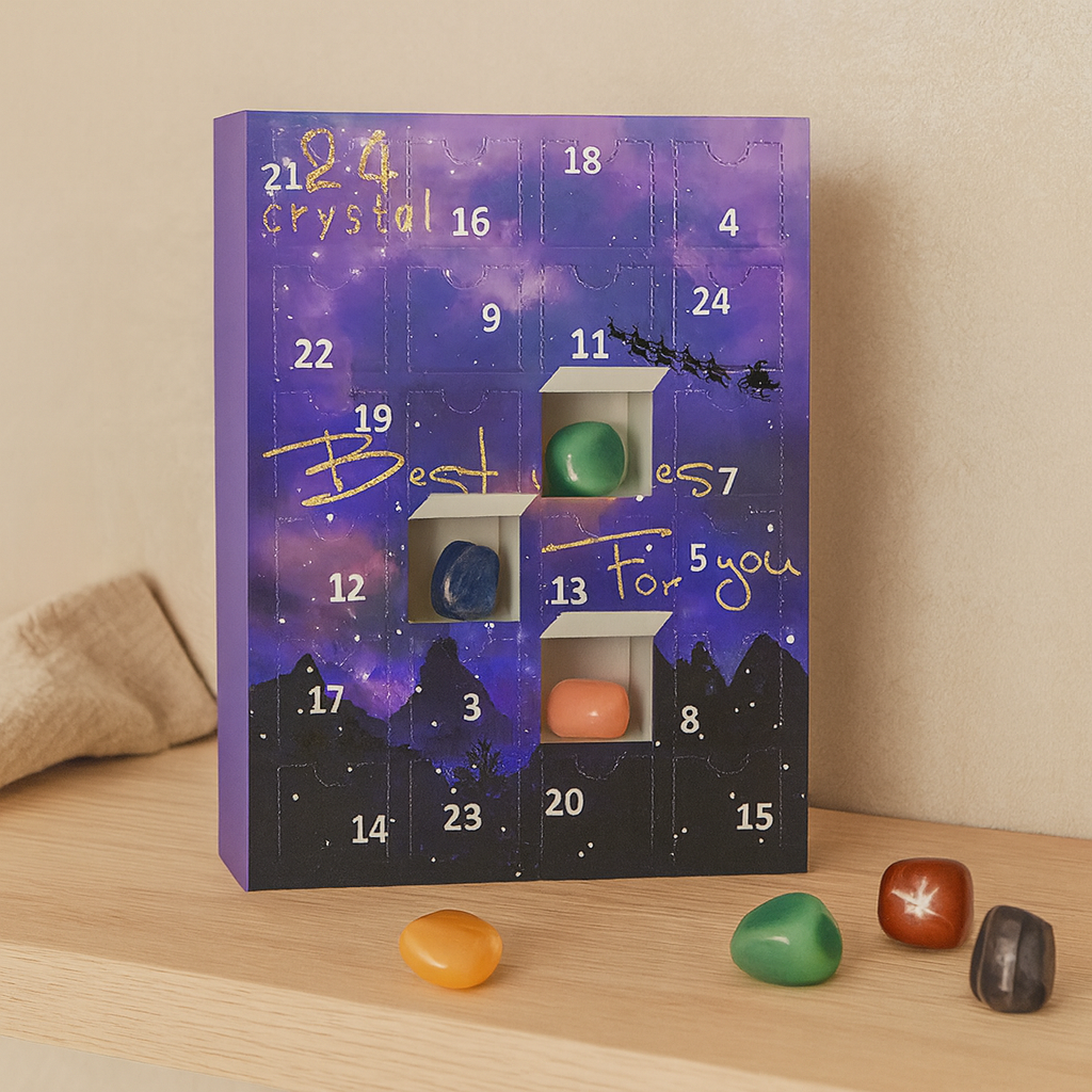 CrystalTreasures | Edelstein-Adventskalender mit 24 Naturkristallen
