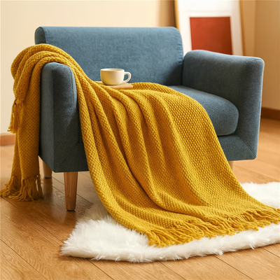 Tassora | Überwurfdecke mit Blasenmuster und Quasten