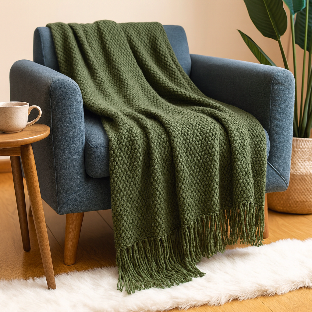 Tassora | Überwurfdecke mit Blasenmuster und Quasten