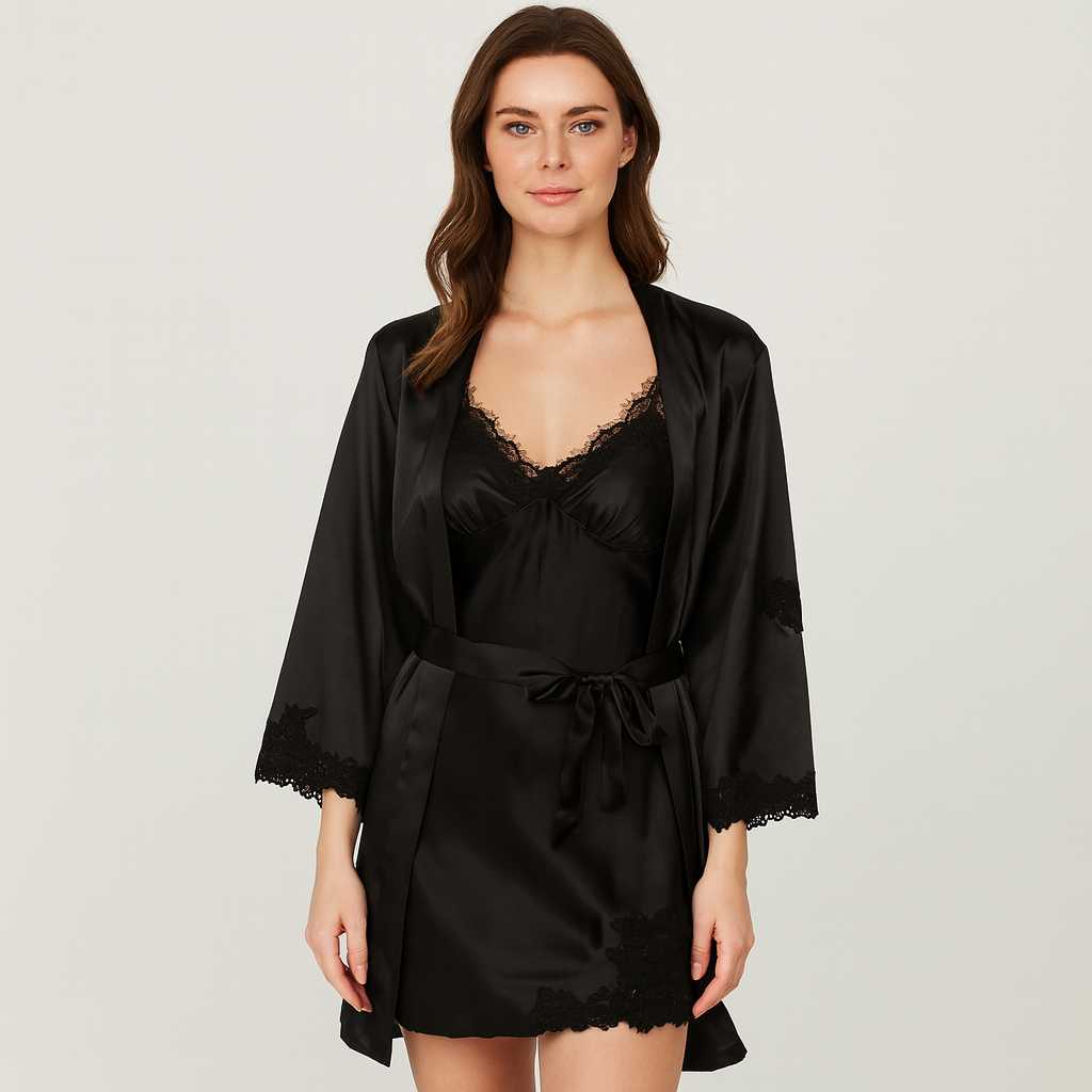 Elegantes 5-in-1-Pyjama-Set für Damen – Premium-Loungewear-Set mit Bademantel und passenden Teilen