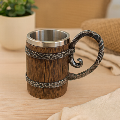 Vintage Bierkrug mit Edelstahl – Perfekt für Oktoberfest