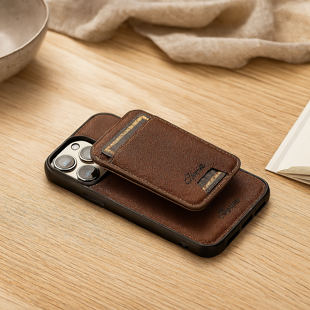 2-in-1-Magnethülle für iPhone 15 Pro Max/14 Plus/13/12 – PU-Leder, kabelloses Laden möglich