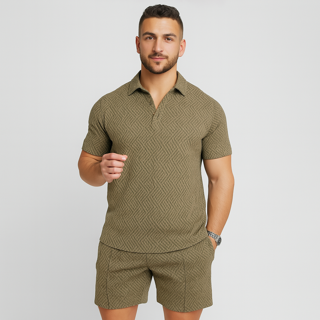 Herren Sommer Casual Set – Kurzarm-Poloshirt & passende Shorts