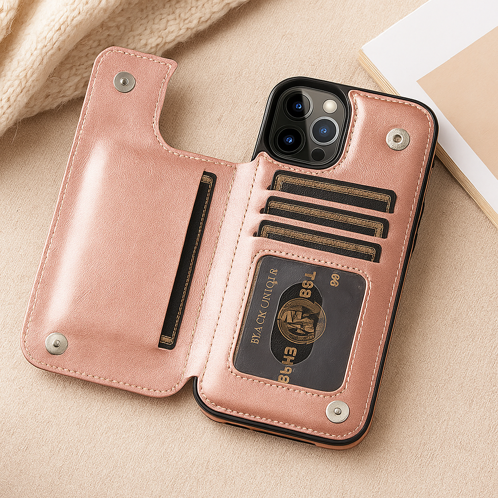 LeatherGard | Luxuriöse Handyhülle aus Leder mit Kartenfächern und Magnetverschluss | Schulte