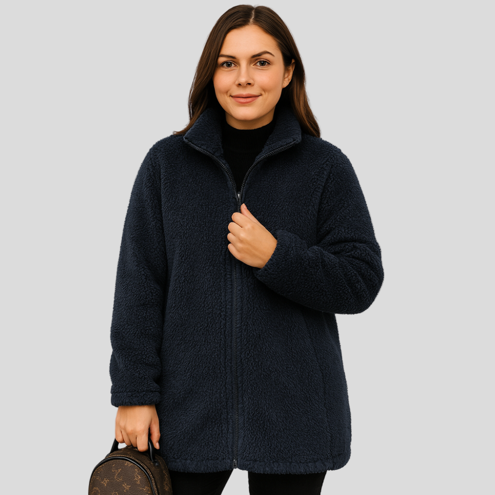 Lena | Damen Teddy-Fleece-Winterjacke mit Reißverschluss