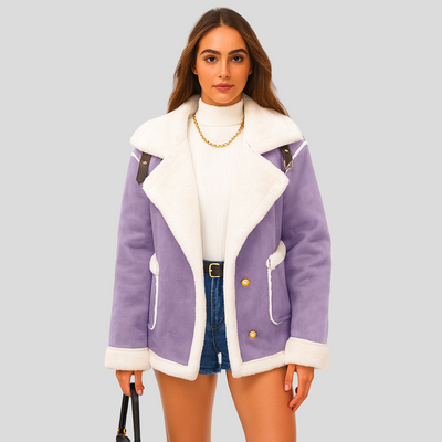 Isabella | Plüschige Winterjacke mit Knopfverschluss und Revers