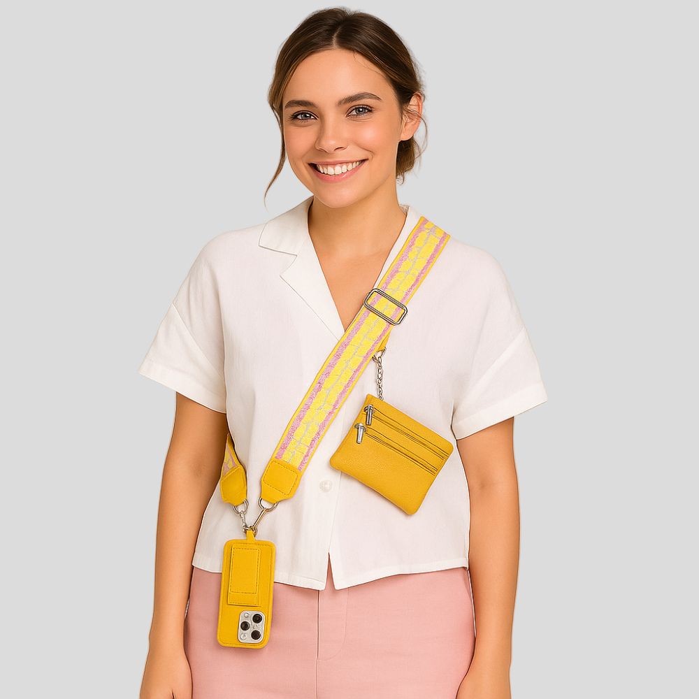 SecureZip | Stilvolle Crossbody-Telefonhalterung mit Geldbörse