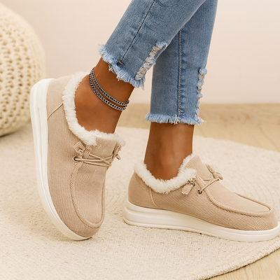 Élise | Kuschelige Winterschuhe aus Cord mit Fellfutter