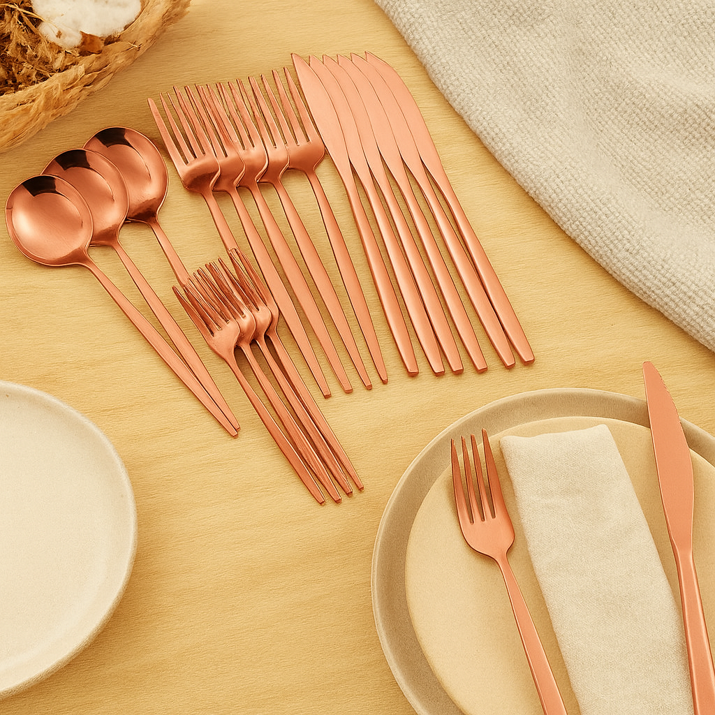 Sterling | 30-teiliges goldenes Edelstahl-Besteckset