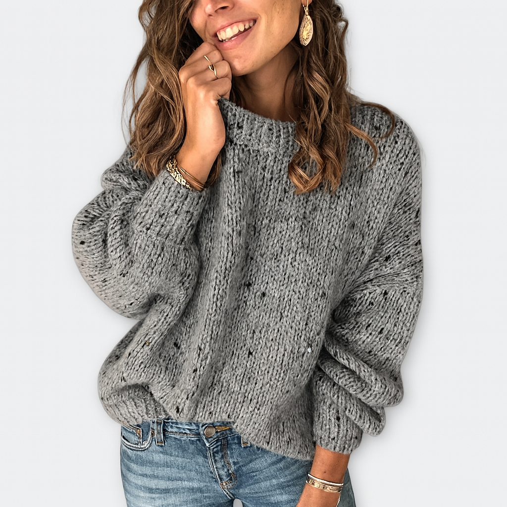Gestrickter Oversize-Pullover mit Sprenkelmuster – Lässig und gemütlich